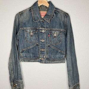 VTG‎ Y2K Levi's Type III Cropped Denim Trucker M Jacket 70511 Style Early 2000s